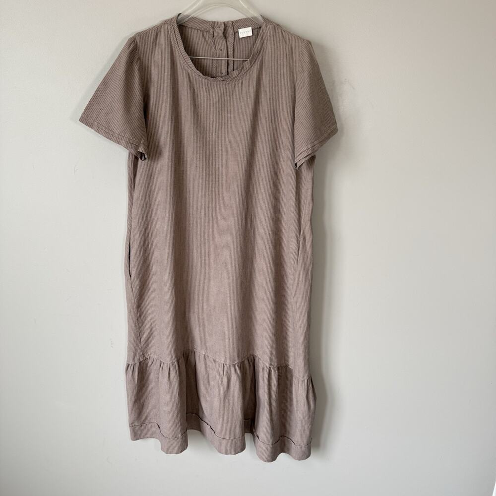 Poetry Mauve-Taupe Short Sleeve Ruffle Hem Dress